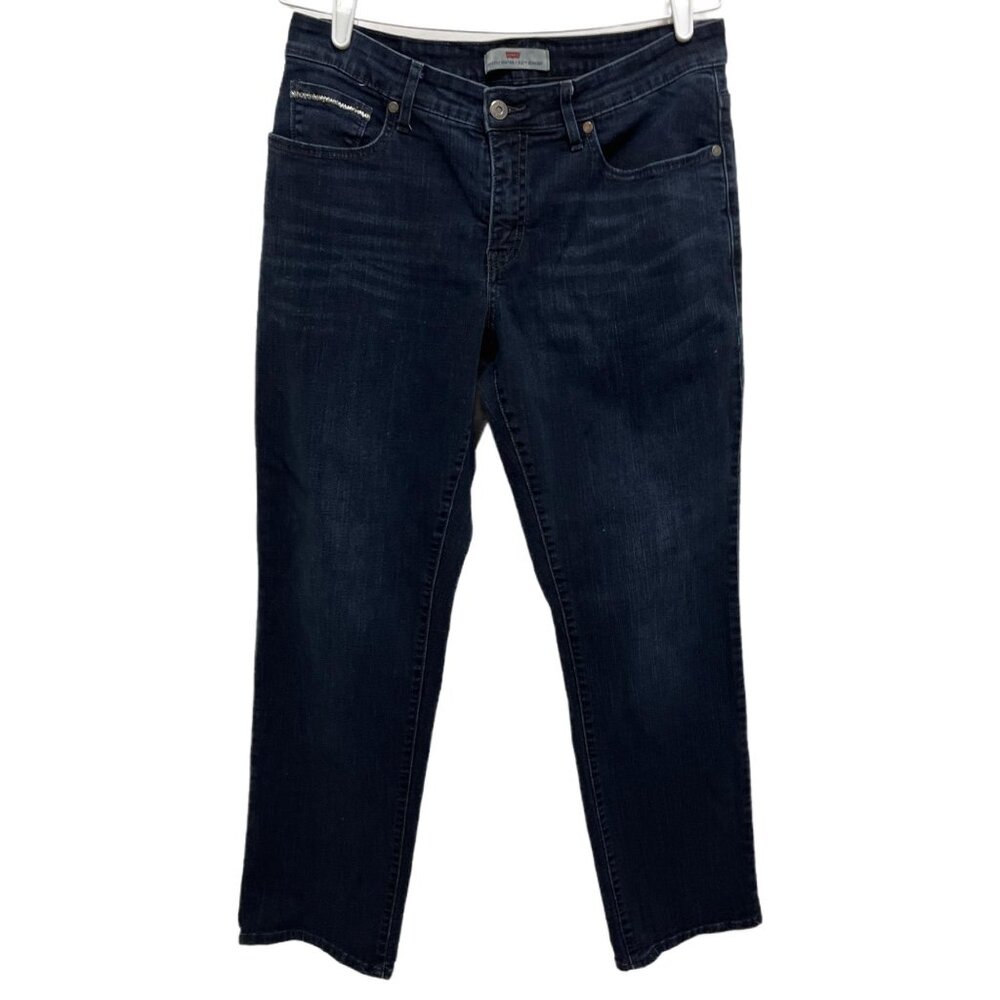 0444 Levi's Perfectly Shaping  Straight Leg Dark Denim Jeans